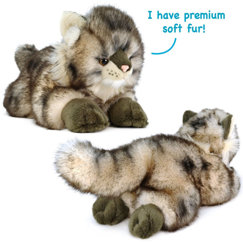 Maine Coon Cat Stuffed Animal Plush 16 Inch Super Soft Realistic Cat Plush Toy High Quality Acrylic Fabric Safety Tested Kids Gift Birthday Christmas