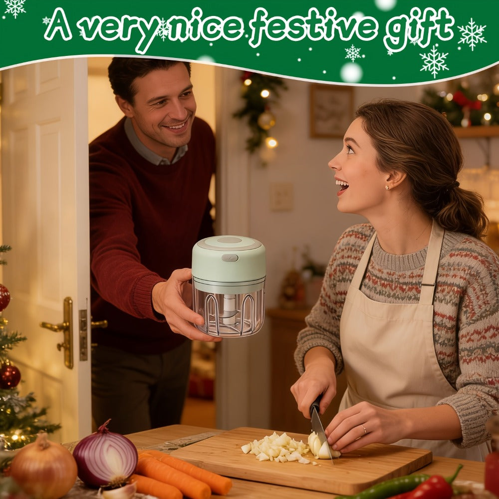 Electric Food Chopper Mini Garlic Crusher USB Rechargeable Meat Grinder 3.38oz 8.45oz Portable Wireless Kitchen Tool