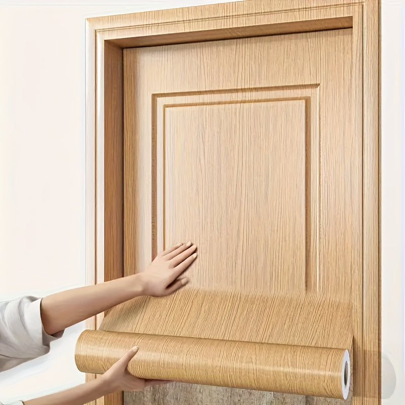 Wood Grain Door Sticker Self-Adhesive Removable Peel & Stick Door Wrap Film Waterproof Vinyl Decal for Interior Door Renovation Home Decor Room Makeover Easy Install
