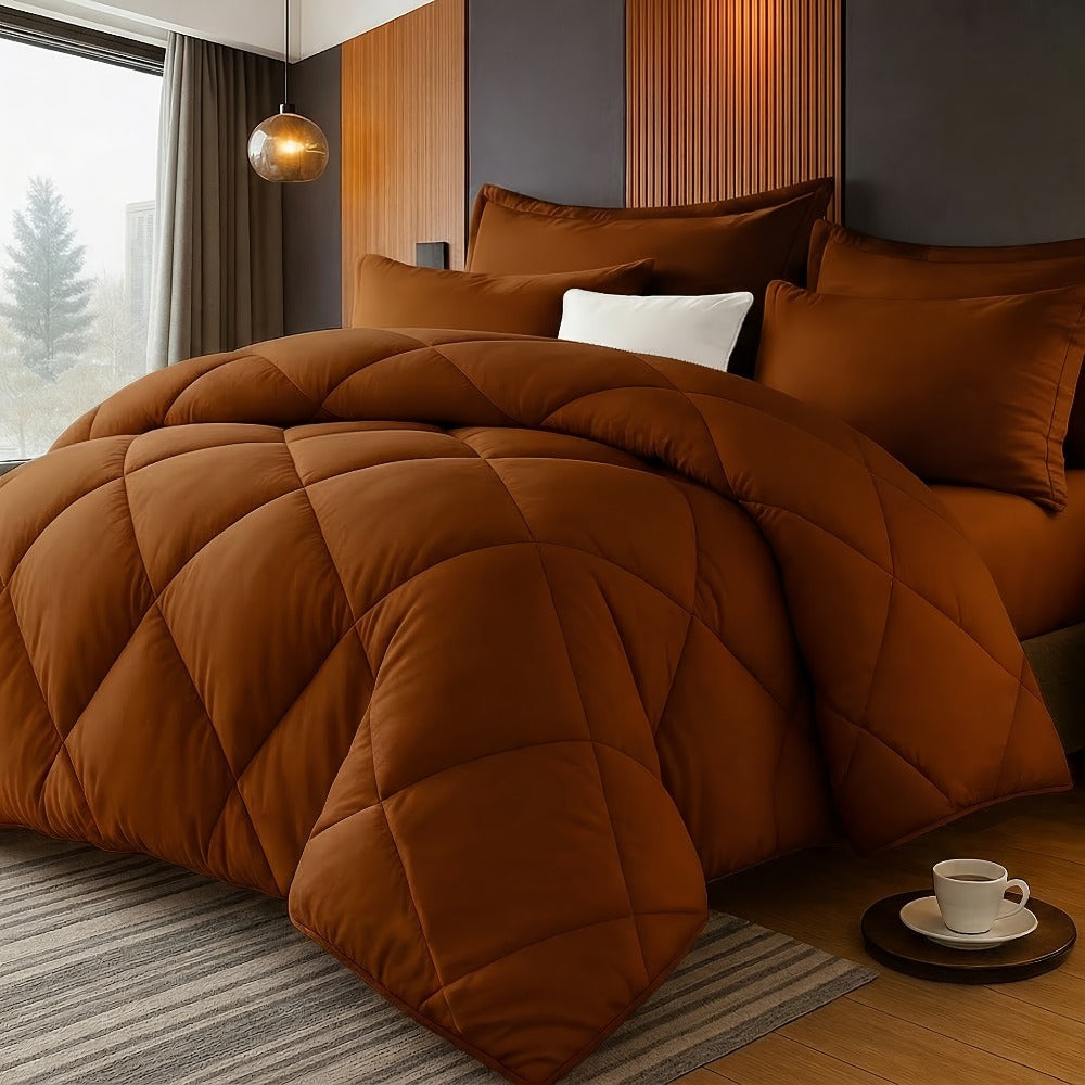 Comforter Set 2/3 Piece - Diamond Grid Quilted Down Alternative Comforter with Pillowcases, Soft Microfiber Breathable All Season Bedding Set, Twin Queen King, Multiple Colors