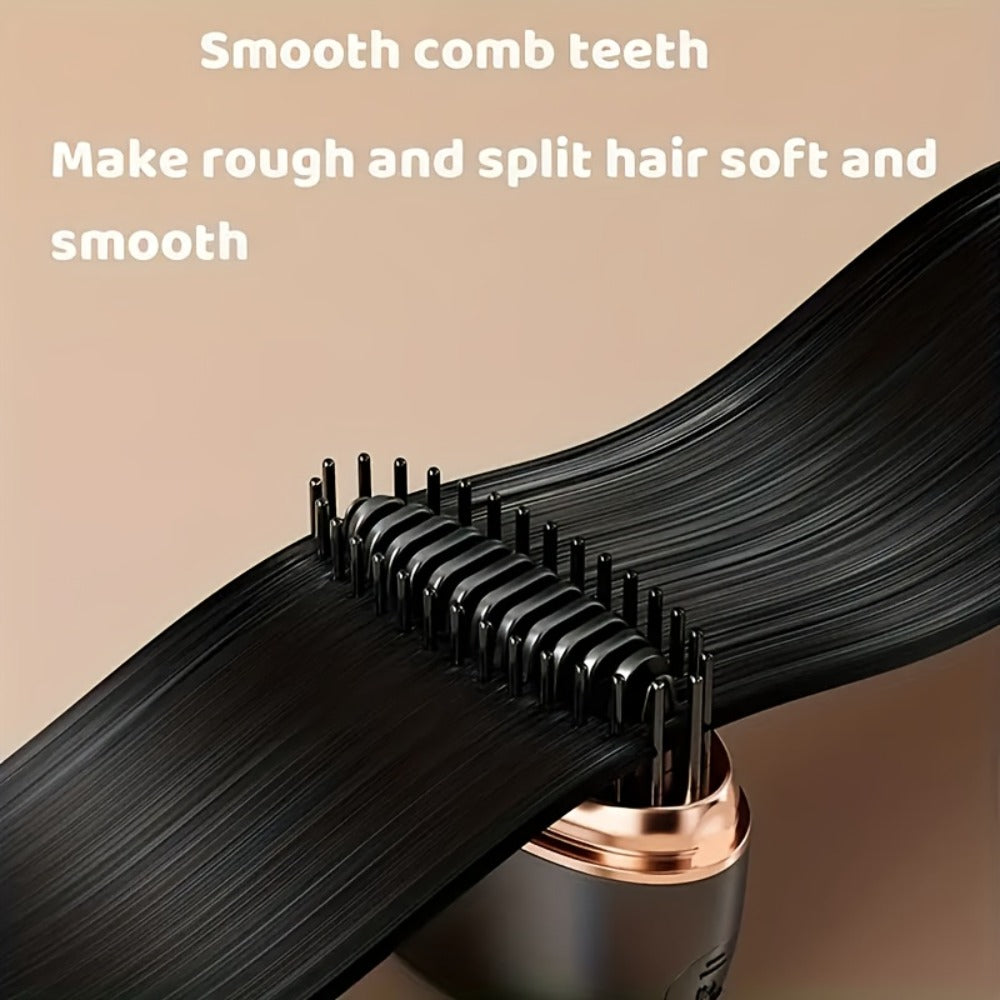 Hair Straightener Comb Mini Wireless USB Rechargeable | Portable Hot Comb Brush for Women | Compact Travel Hair Straightening Brush | Heat-Resistant Lightweight Styling Tool | Women's Gift Idea