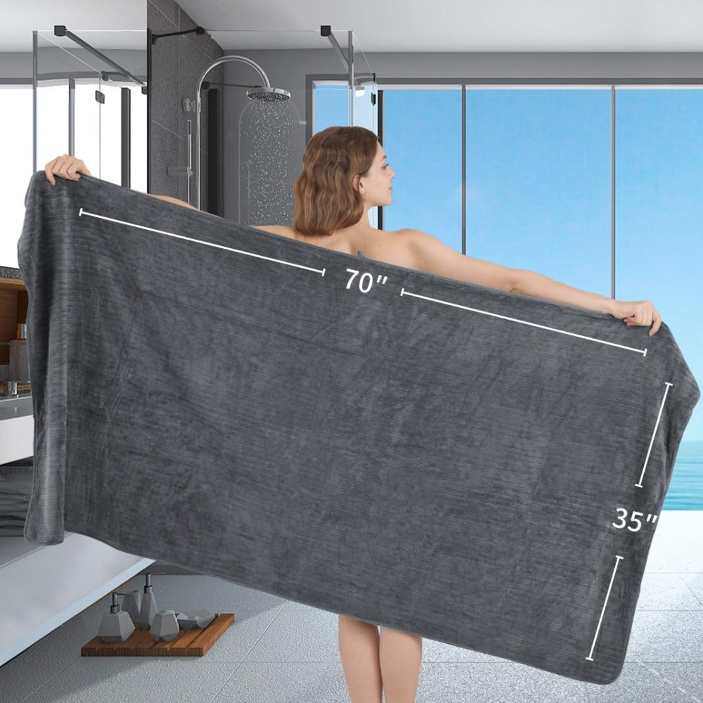 Extra Large Bath Sheet Set 4 Pack 35x70 Inch - Ultra Soft Fluffy Premium Microfiber Highly Absorbent Quick Dry Oversized Shower Towel | Grey Navy Blue Pink Black Multi | Bathroom Hotel Spa Gift