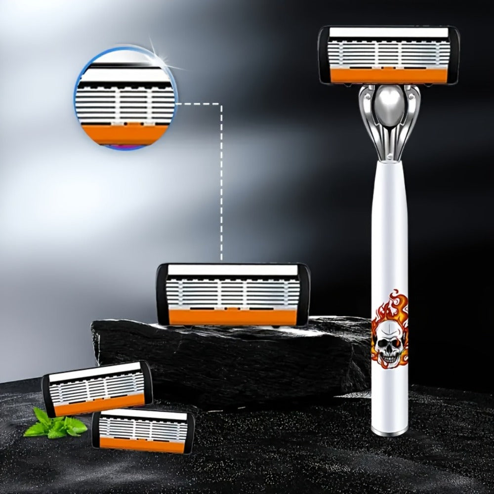 Men's Safety Razor with Replacement Blades - Anti-Slip Stainless Steel Handle Shaver for Beard & Sideburns, Classic Style Wet Shaving Razor, Multiple Blade Bundle Options