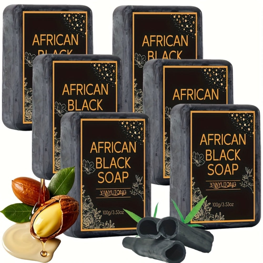 African Black Soap Bars ¨C Moisturizing Body & Face Cleanser with Coconut Oil, Olive Oil & Shea Butter | Rich Foam Plant Extract Skin Care Soap for Daily Use