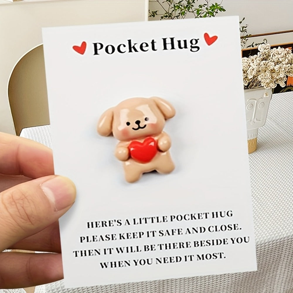 Pocket Hug Cards Emotional Support - Cute Heart Dog Mini Cards with Resin - Thinking of You Gift for Family Friends Lovers - Christmas Valentine Birthday Party Favor Decorative Gift Cards 20/40 Pack