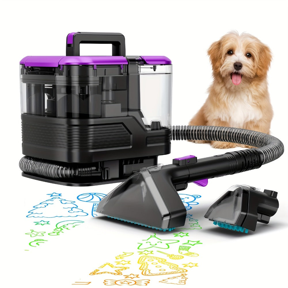 Portable Upholstery Cleaner Machine 30Kpa ¨C Carpet & Spot Cleaner with Dual Brush Head for Deep Stain Removal on Carpet, Couch, Car Seat, Stairs & Pet Messes