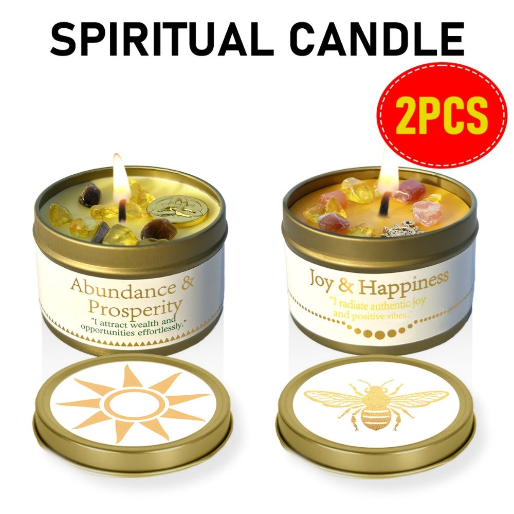 Manifestation Candles Scented Soy Wax with Crystal & Guidance Card for Meditation Yoga Focus | Law of Attraction Abundance Candle | Christmas Birthday Gift for Women
