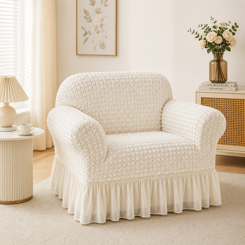 Seersucker Sofa Slipcover Elastic Band Closure Pet-Friendly All-Purpose Sofa Cover for Living Room Home Decor Protection ¡ª Single 2 4 Seater Multiple Colors