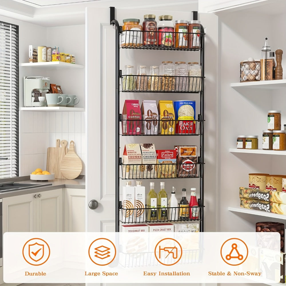 Over-the-Door Metal Organizer Rack 6 & 8 Tier ¨C Pantry Storage, Spice Rack, Kitchen Cabinet Organizer, Holds Up to 80 Lbs