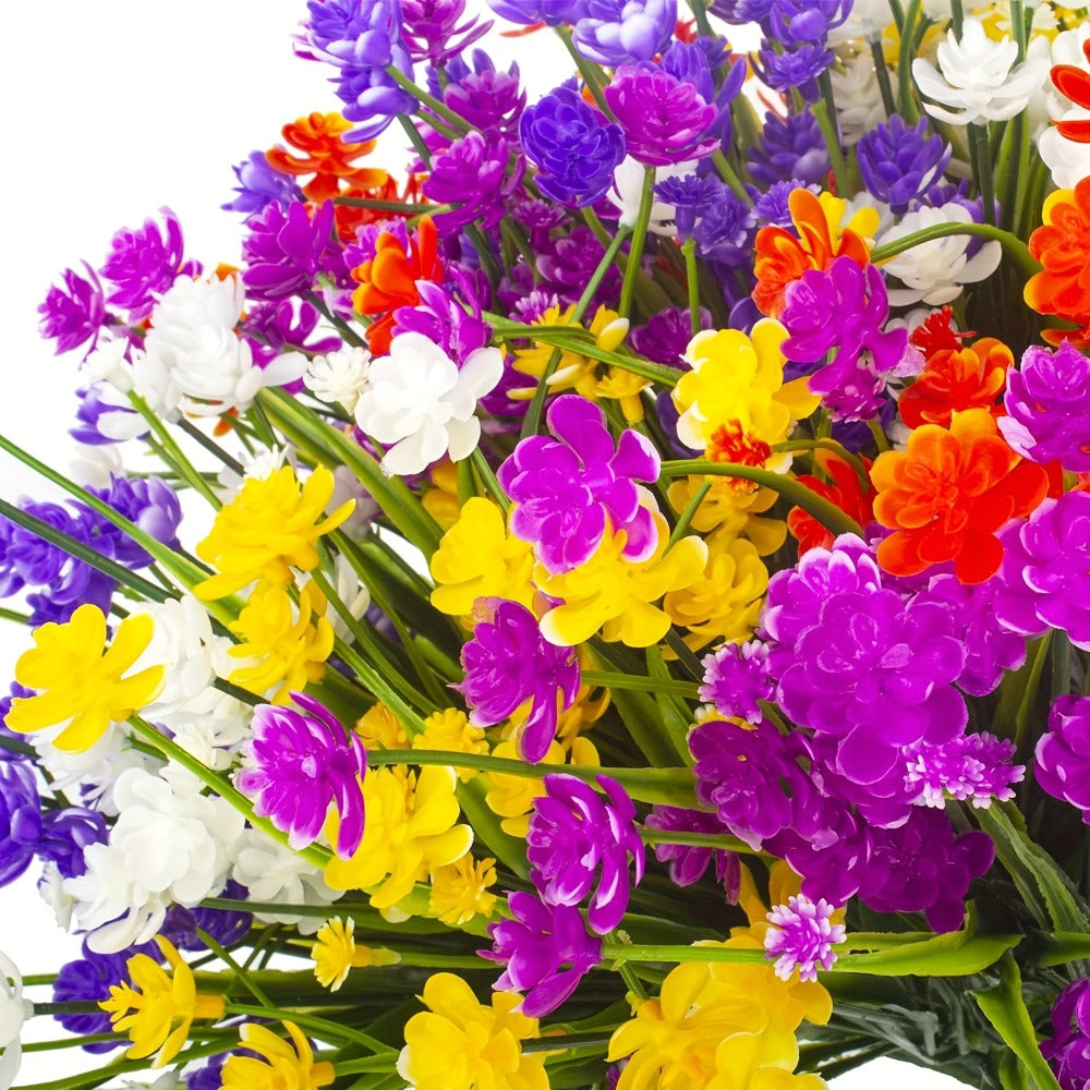 Artificial Flowers Outdoor UV Resistant 40 Bundles Fake Flowers for Home Garden Decor, Faux Floral Greenery Shrubs Plants for Party Table DIY Decoration Mix Colors