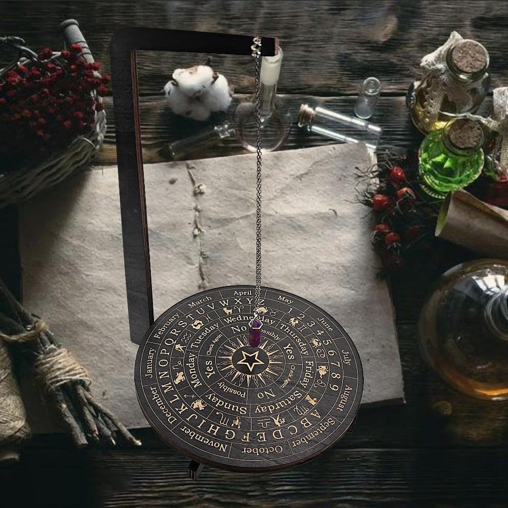 Wooden Pendulum Stand for Divination ¨C Crystal Display Holder, Witchcraft Altar Decor, Meditation Ritual Necklace Organizer & Constellation Moon