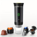 Portable Capsule Coffee Machine USB Rechargeable One-Touch Brewing Compact Automatic Espresso Maker for Travel Office Dorm Room Under 1L Stylish Transparent Design for Coffee Lovers Black White