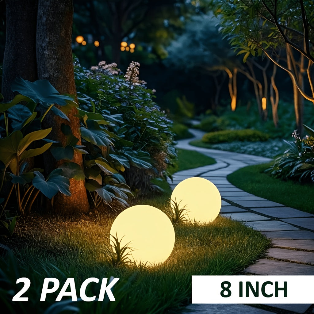 Solar Globe Lights Outdoor 8 Inch RGB Color Changing 16 Colors Remote Control Waterproof Garden Ball Light for Patio Yard Lawn Pool Pathway Party Decor