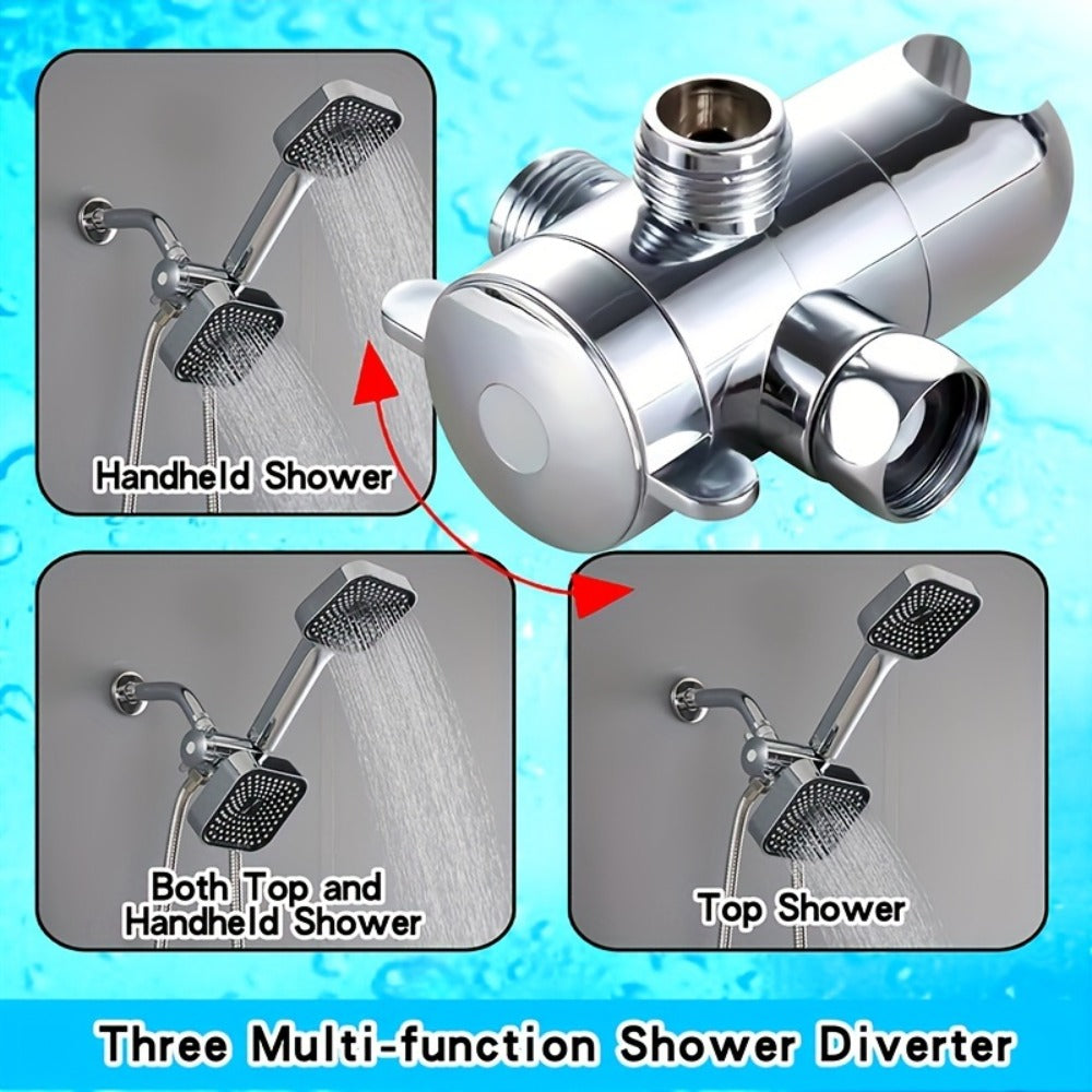 Handheld Shower Head Kit 4 Inch High Flow with Long Hose 3-Way Diverter Dual Purpose Shower Spray Assembly Wall Mount Bathroom Shower Fixtures Silver Black