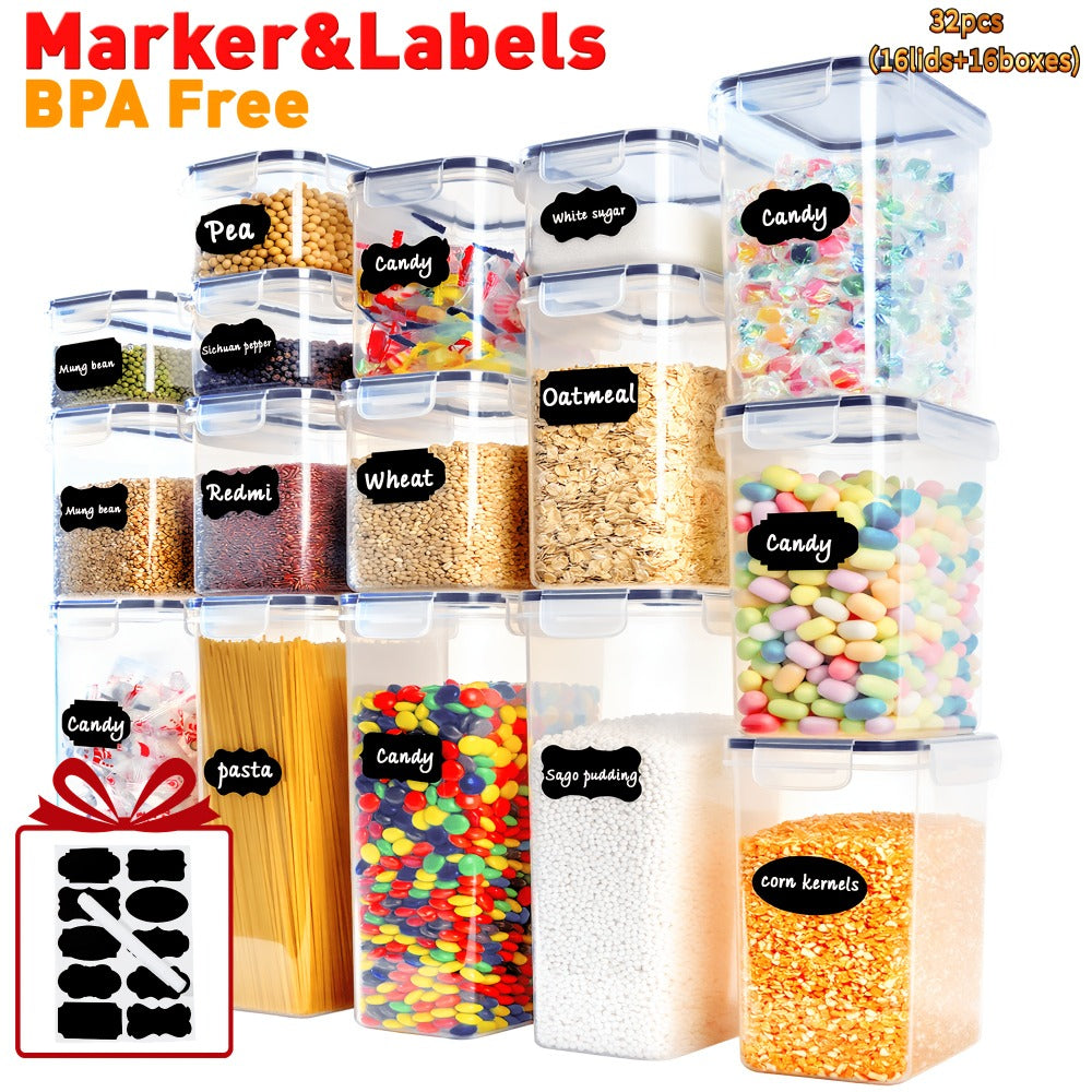 Airtight Food Storage Containers with Lids, BPA Free Leakproof Stackable Kitchen Organizer Set for Grain Nuts Cereal Pasta Dog Cat Food, with Labels & Marker