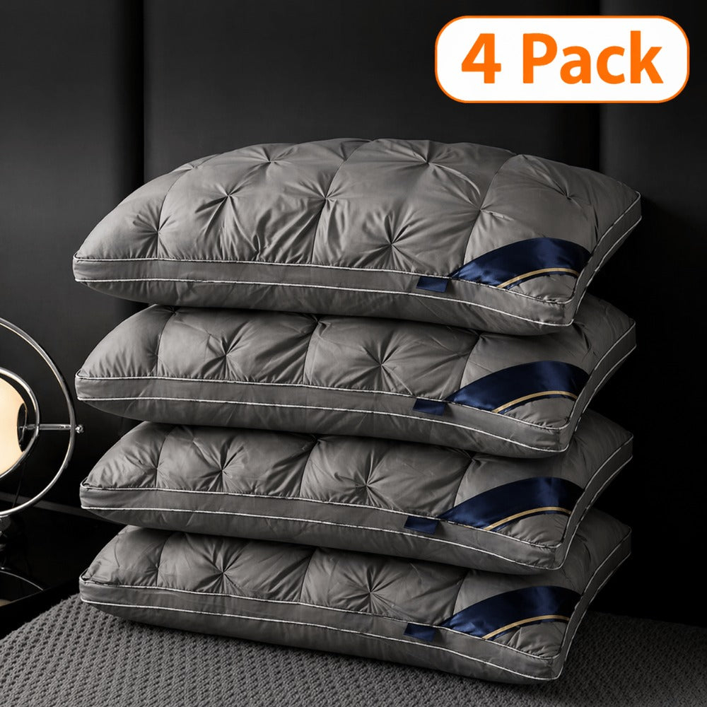 Hotel Quality Pillow Soft Polyester Fiber Deep Sleep Neck Support - No Collapse All Season Machine Washable Satin Cover Zipper Closure White Grey 1pk 4pk Bed Pillow for Home Hotel Bedroom