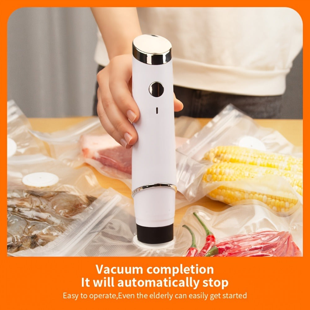 Vacuum Sealer Machine with 10 Reusable Bags ¨C Handheld Food Vacuum Sealer Kit, BPA-Free Seal Bags, Portable Meal Saver for Sous Vide & Freezer Storage