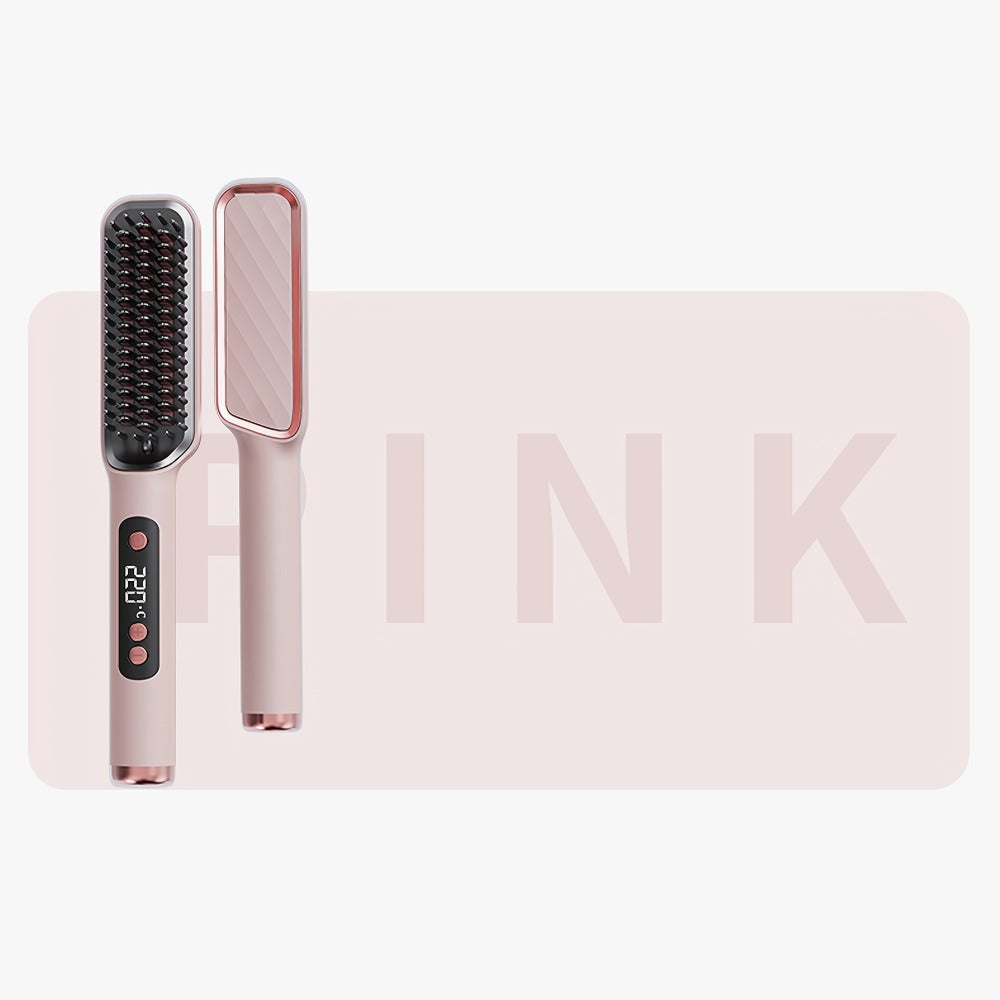 Hair Straightening Brush | 30-60 Sec Fast Heating | 3 Temperature Settings | Wide-Spaced Smooth Glide Teeth | Tangle-Free Anti-Winding Anti-Damage | Professional Hair Straightener Comb Gift for Women