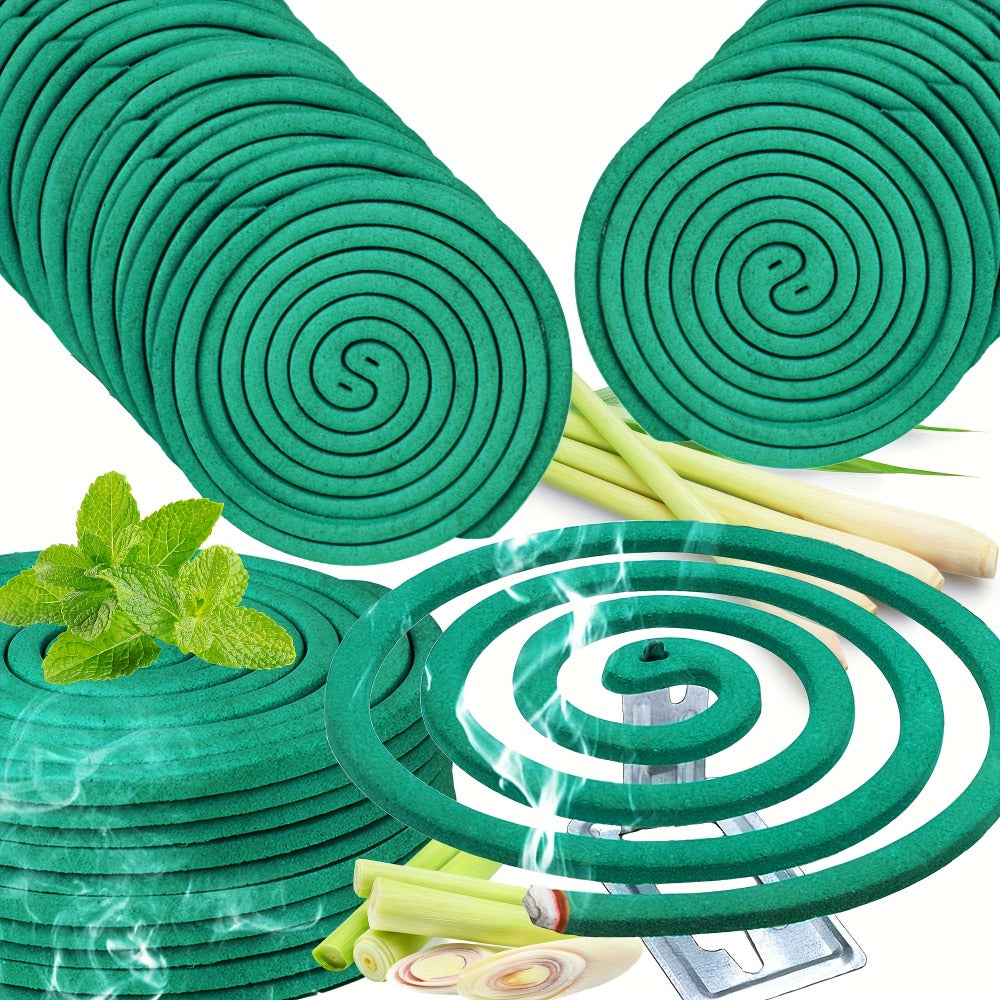 Lemongrass Spiral Incense Coils 10 Pack - Large Natural Long-Lasting Herbal Incense for Outdoor Patio, Camping, Garden, Meditation & Summer Evenings, Fresh Aromatherapy Scent
