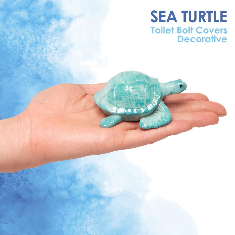 Toilet Bolt Caps Sea Turtle Decorative - 2pcs Resin Sea Turtle Toilet Screw Cover Caps, Easy Install Coastal Bathroom Decor, Fun Toilet Bolt Covers Replacement Parts, Green