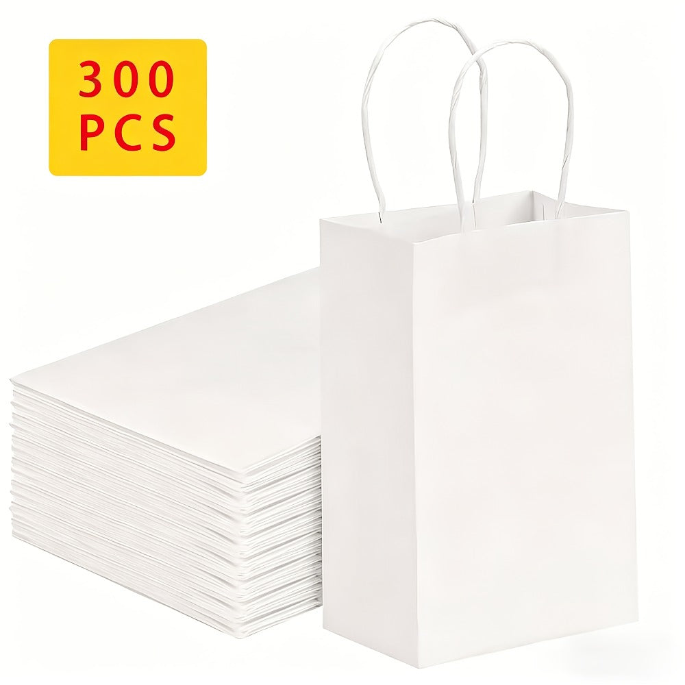 Paper Bags with Handles Bulk - Kraft Paper Gift Bags 25/75/100/300 Pcs, Black White Brown Reusable Shopping Bags for Small Business Retail, Birthday Party, Graduation, Easter Gift Wrapping Packaging