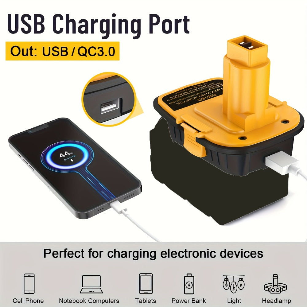 Battery Adapter DM18D DeWalt 18V to 20V Converter with USB Port Compatible with DeWalt 20V & Milwaukee 18V Li-Ion Batteries for DeWalt 18V Cordless Tools 3 Pack