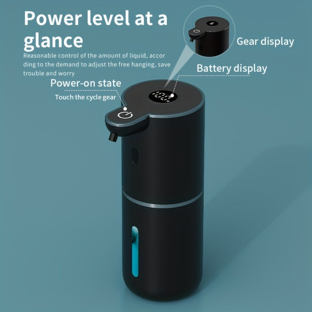 Automatic Sensor Soap Dispenser Foam Type 6 Gear Digital Display - Rechargeable Touchless Large Capacity Countertop or Wall Mount | Black White | Kitchen Bathroom Restroom Hands Free