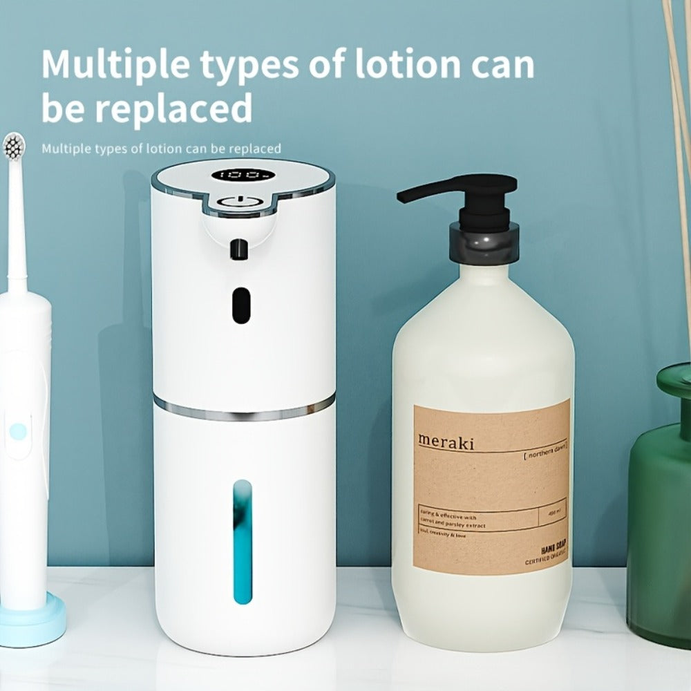 Automatic Sensor Soap Dispenser Foam Type 6 Gear Digital Display - Rechargeable Touchless Large Capacity Countertop or Wall Mount | Black White | Kitchen Bathroom Restroom Hands Free