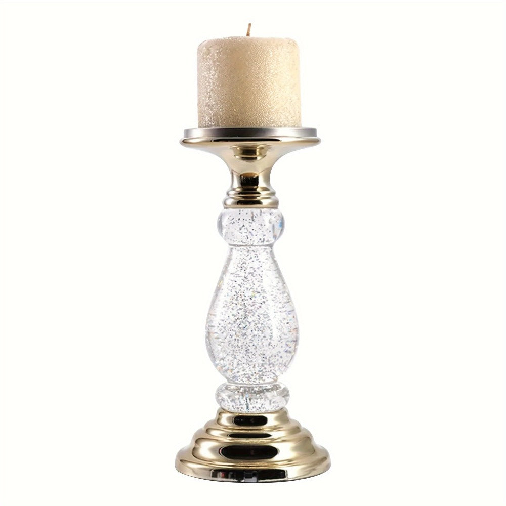 LED Swirling Candle Holder with On/Off Switch ¨C Polished Acrylic Pedestal Base Fits 3-Wick Candles Up to 4 Inch Silver Gold Centerpiece for Home Decor Wedding Table Holiday Christmas Gift