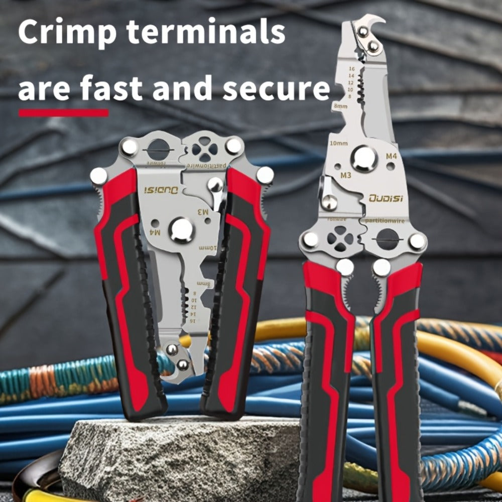 Folding Wire Stripper Multifunctional Pliers Crimping Cutter Tool for Electrician Cable DIY Electronic Maintenance Compact Portable Anti-Slip Spring Clip Car Toolbox Hand Tool