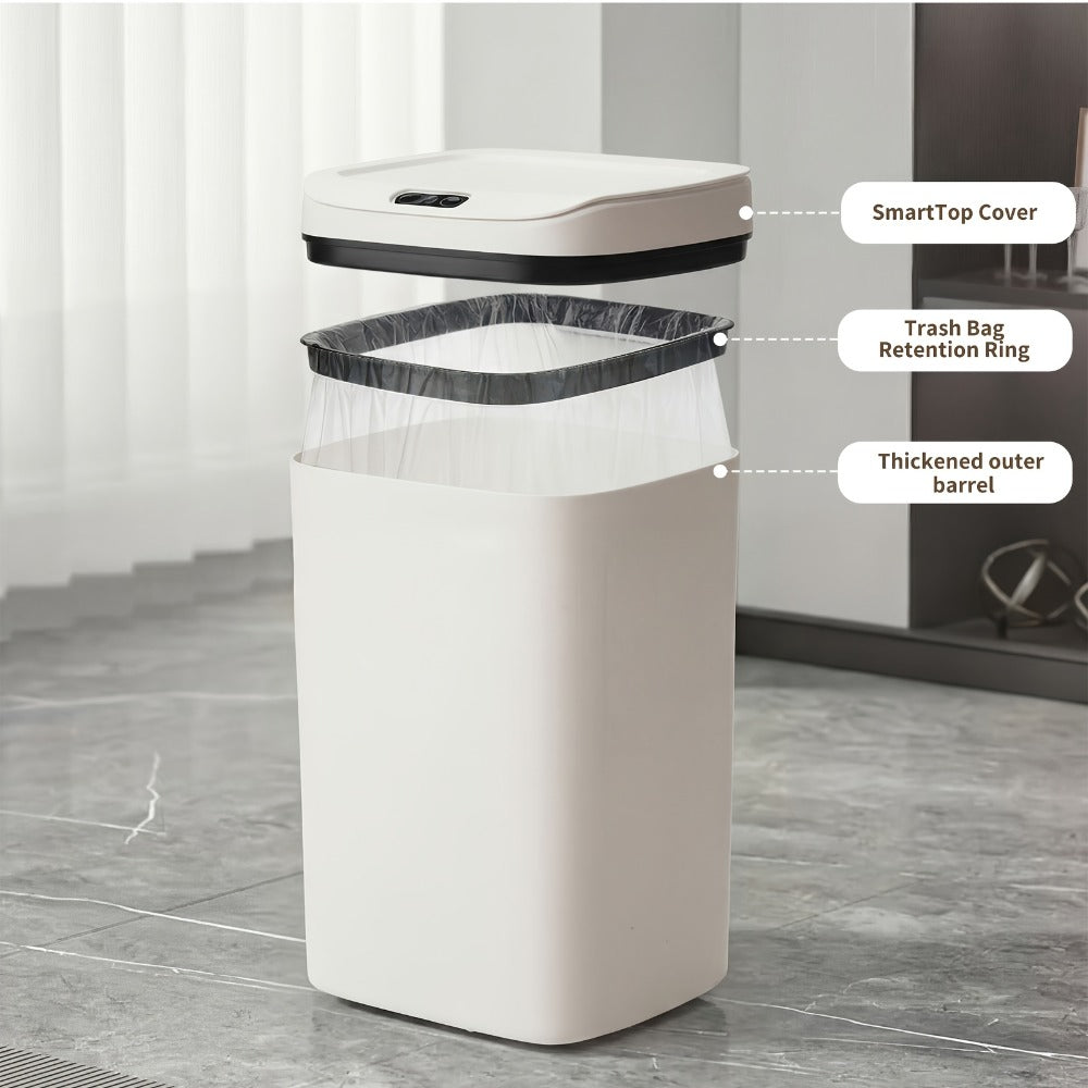 Motion Sensor Trash Can Touchless ¨C Smart Hands-Free Trash Bin with Sealing Lid & Odor-Blocking Technology, Trash Bag Fixing Ring, Easy Clean Durable Design for Kitchen, Office & Bathroom