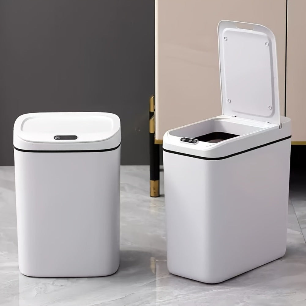 Motion-Activated Touchless Trash Can with Lid ¨C Smart Sensor Waste Bin for Kitchen, Bathroom, Office & Home, Minimalist Rectangular Design, Battery Powered, 3-4 Gallon