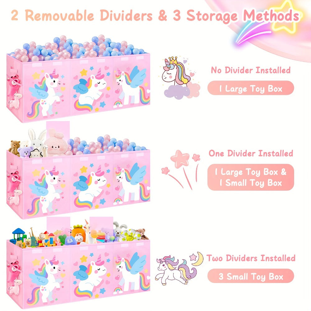 Kids Collapsible Storage Box with Lid Large Toy Chest Bin Organizer Durable Cardboard Flip Top Unicorn Dinosaur for Playroom Bedroom Nursery Boys Girls