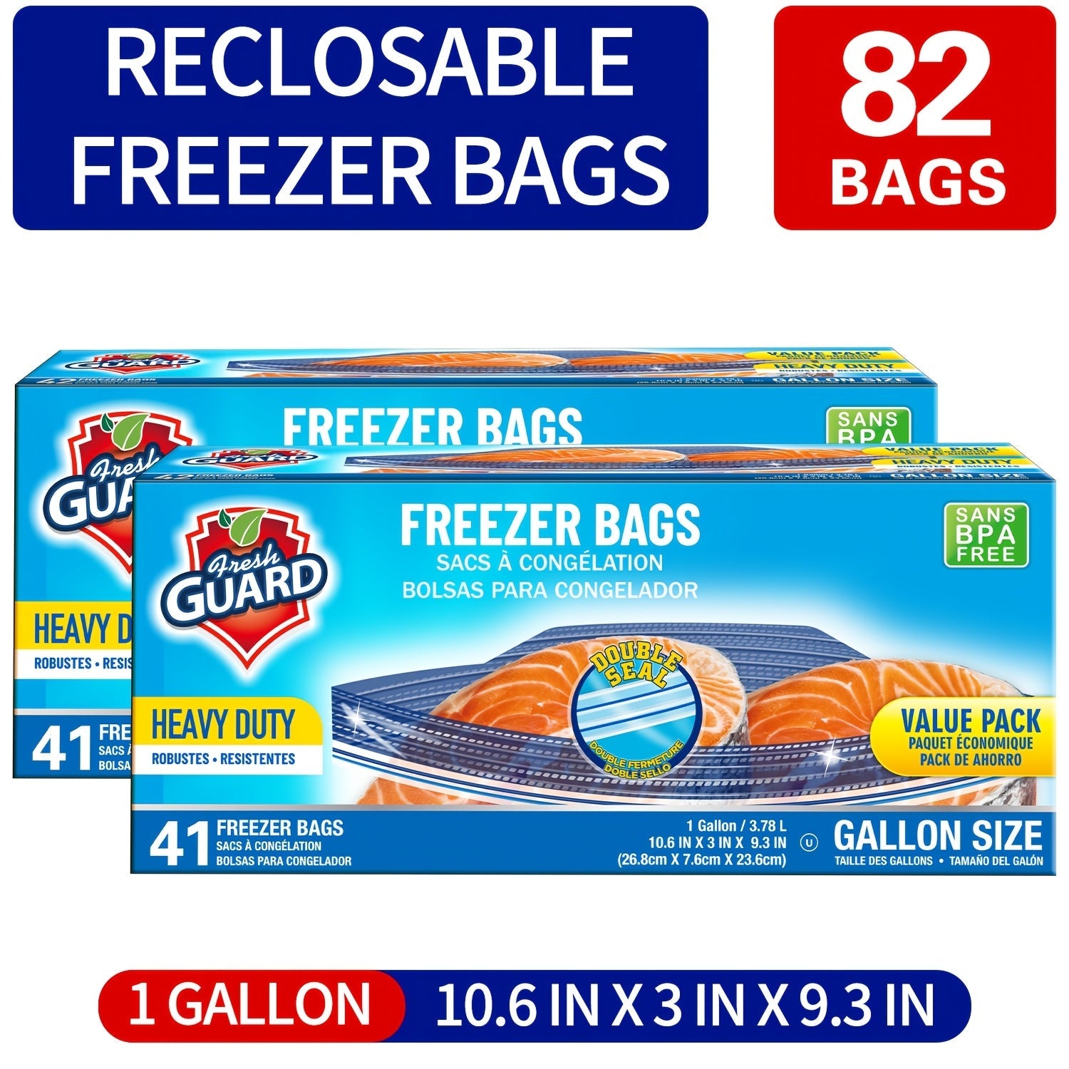 Freezer Storage Bags Resealable ¨C Sturdy Bulk Food Storage Bags with Easy-Open Tabs for Freezer & Refrigerator ¨C 0.25 Gallon, 1 Gallon & 2 Gallon for Fruits, Vegetables, Meats & Meal Prep