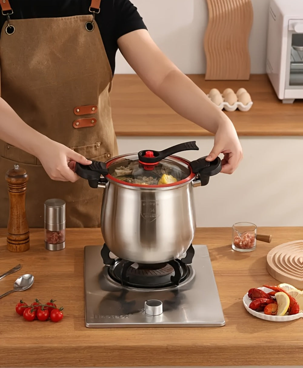 304 Stainless Steel Stew Pot Large Capacity ¨C Food-Grade Non-Stick Multipurpose Cooker | Induction & Gas Stove Compatible Soup Pot for Home Kitchen | Durable Even-Heating Cooking Pot