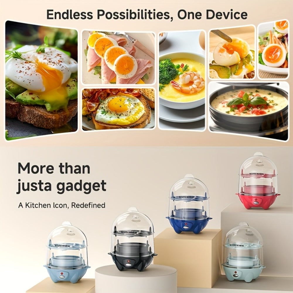 Electric Egg Boiler & Cooker with Auto Shut-Off ¨C Single & Double Layer, Multi-Function for Hard Boiled, Soft Boiled, Scrambled, Omelette, Steamed Vegetables & Dumplings, 4 Colors