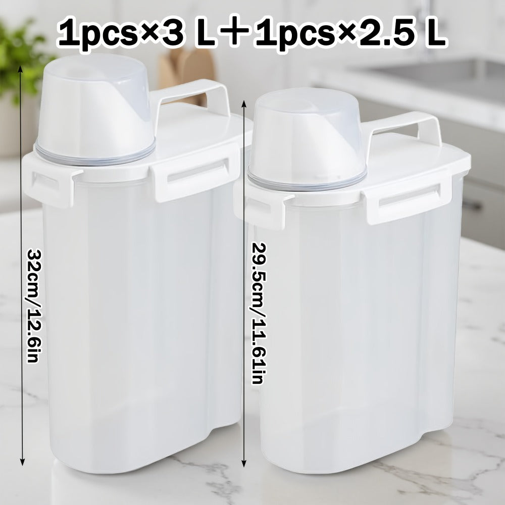 Airtight Food Storage Containers 2/4/6 Pack - BPA-Free 2.5L & 3L Plastic Pantry Bins with Lids, Measuring Cup, Leakproof Seal for Nuts, Flour, Rice, Kitchen Organizer