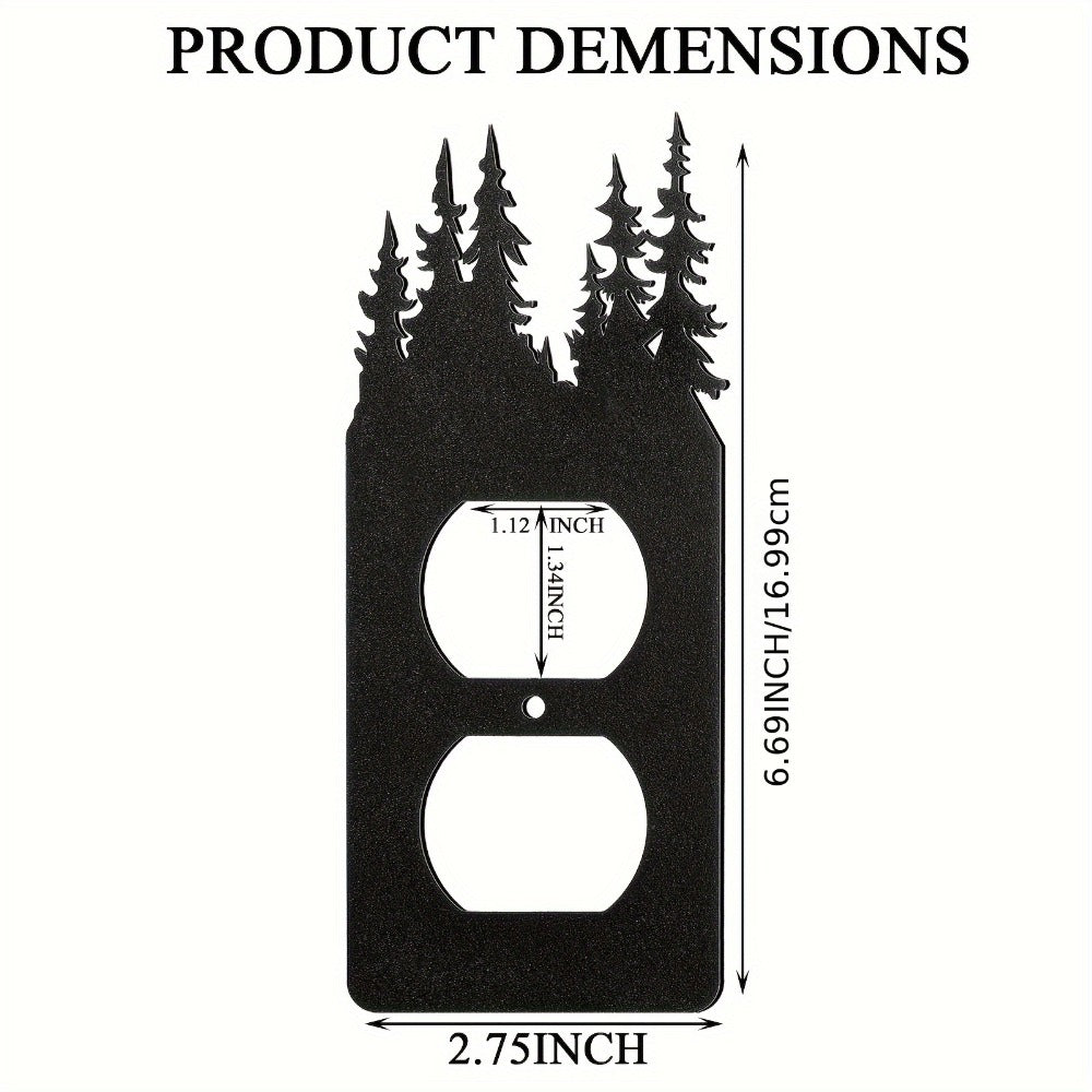 Light Switch Cover Plates 6 Pack Metal Bear Moose Trees Mountains Rustic Cabin Nature Theme Single Gang Wall Plate 2.75 x 6.69 Inch for Home Bedroom Living Room Cabin Lodge Decor