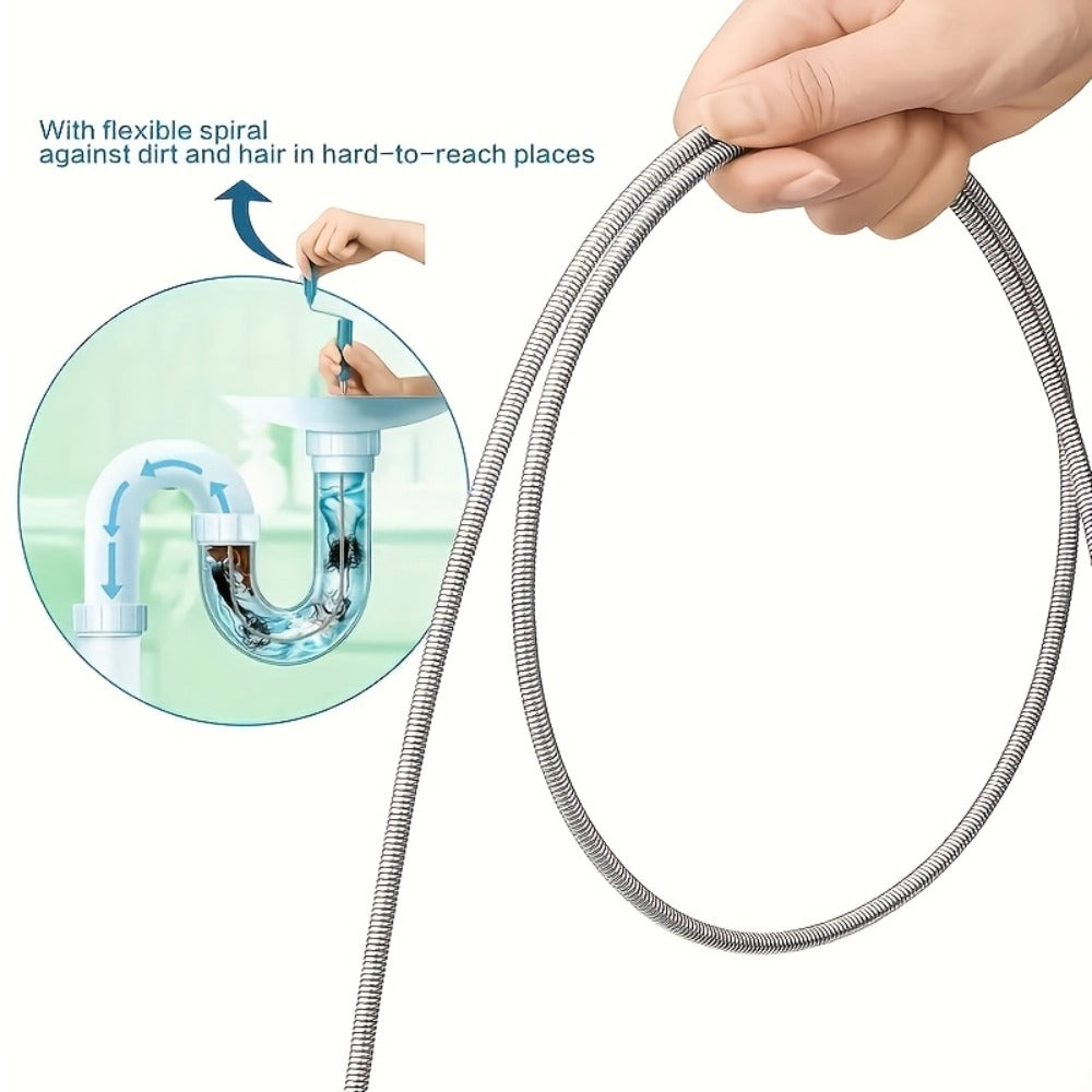 Drain Snake Pipe Cleaner ¨C Flexible Drain Auger for Toilet, Sink, Shower & Sewer Clog Removal, Reusable Spring Wire Drain Unclogger