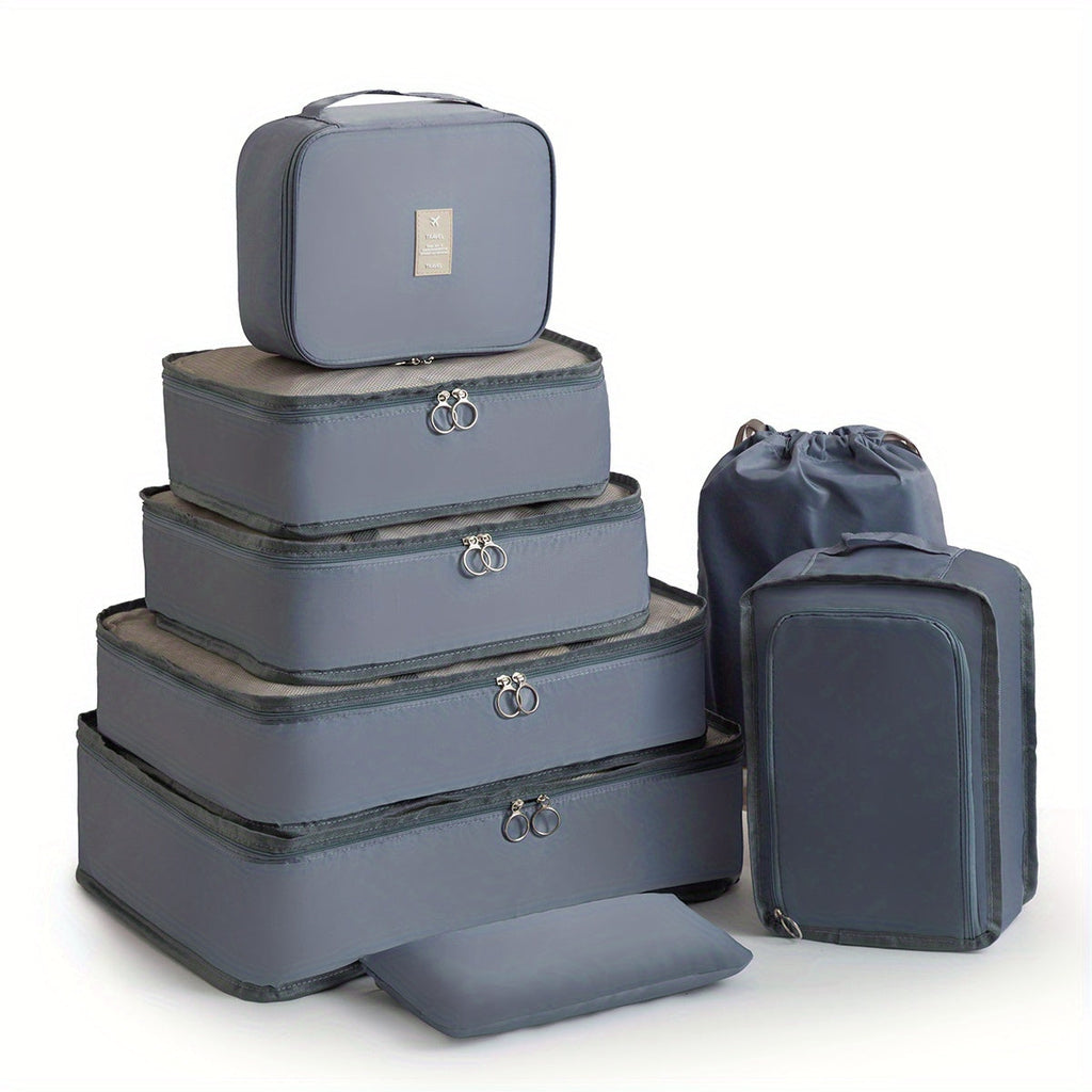 Packing Cubes for Suitcases 8PCS Set Travel Luggage Organizers Compression Bags Clothing Underwear Shoe Bag for Men Women