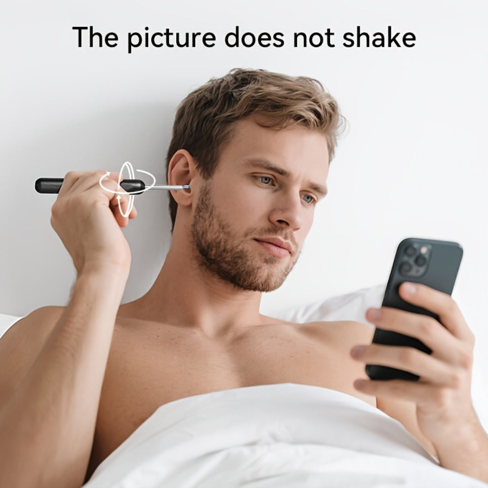 Ear Wax Removal Camera Visual Ear Cleaner 1080P HD ¨C 6 Safety Ear Spoons 7-Piece Kit, USB Charging, Real-Time Smartphone Inspection, Portable Ear Cleaning Tool for Adults Kids, Black and White
