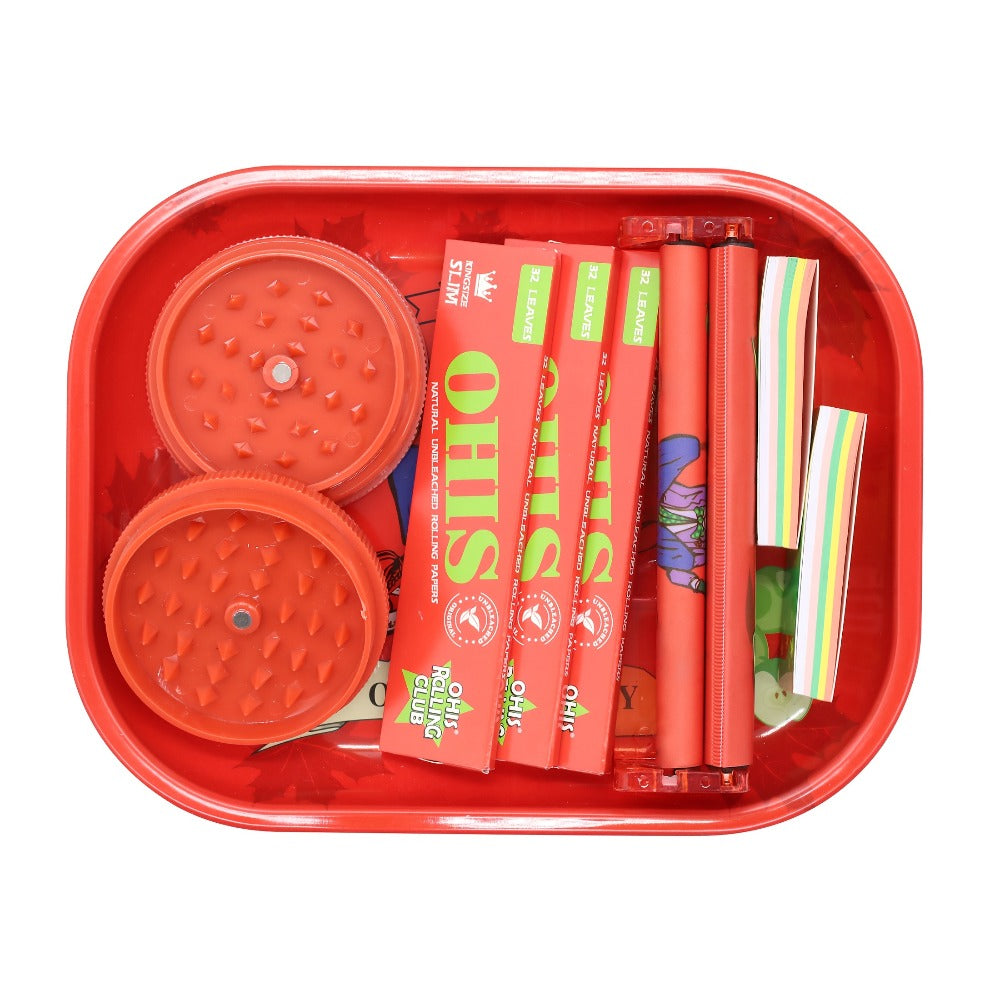 Rolling Tray Set with Grinder Rolling Papers Filter Tips Cigarette Maker - Complete Smoking Accessories Kit Gift Set for Valentine's Day