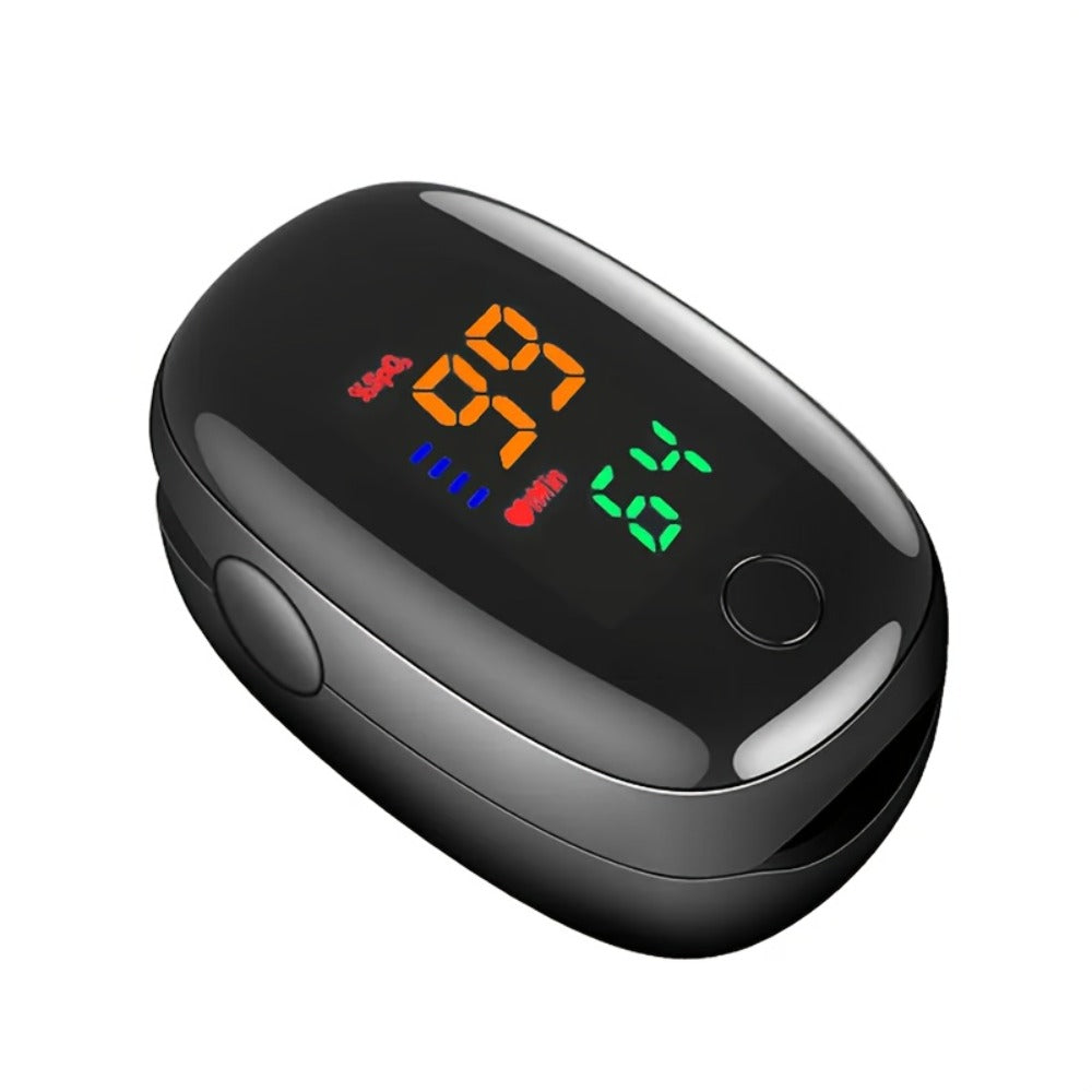 FDA Approved Pulse Oximeter with Color LED Display, Digital Fingertip Blood Oxygen Saturation & Heart Rate Monitor, Automatic SpO2 Meter for Home Health Monitoring, Black
