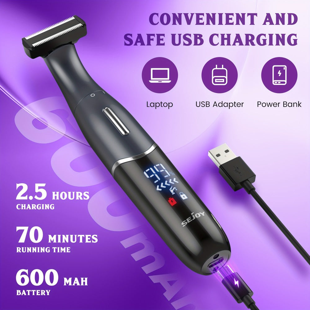 Women's Electric Bikini Trimmer Body Shaver Cordless Painless Razor Replaceable Heads Facial Hair Eyebrow Nose Ear Hair Removal Sensitive Skin