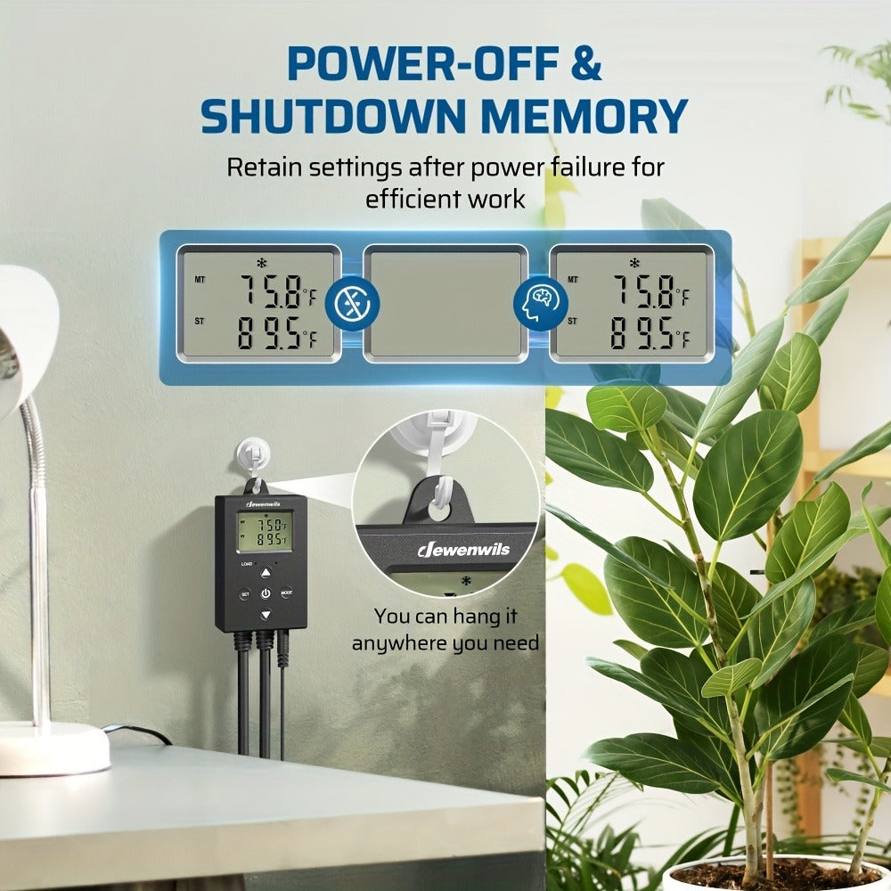 Digital Temperature Controller Thermostat Outlet Heating Cooling Mode 14¡ãF-140¡ãF LCD Display Buzzer Alarm 120V 10A 1200W for Freezer Greenhouse Reptile Aquarium Incubator Home Brewing