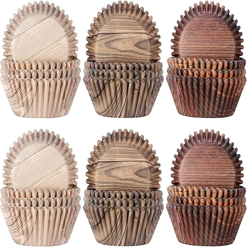 Cupcake Liners 300pcs Woodland Animal Paper Muffin Cups, Woodgrain Cupcake Wrappers for Birthday Party, Baby Shower, Wedding, Bridal Shower, Holiday Baking, Christmas, Easter, Halloween Decorations
