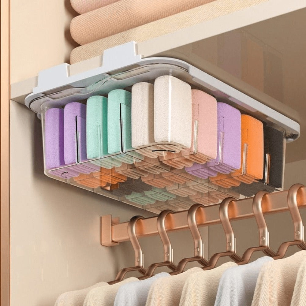 15-Compartment Wall-Mounted Underwear & Socks Hanging Storage Box ¨C Waterproof Transparent Closet Organizer for Home, Durable Plastic Shelf Partitions