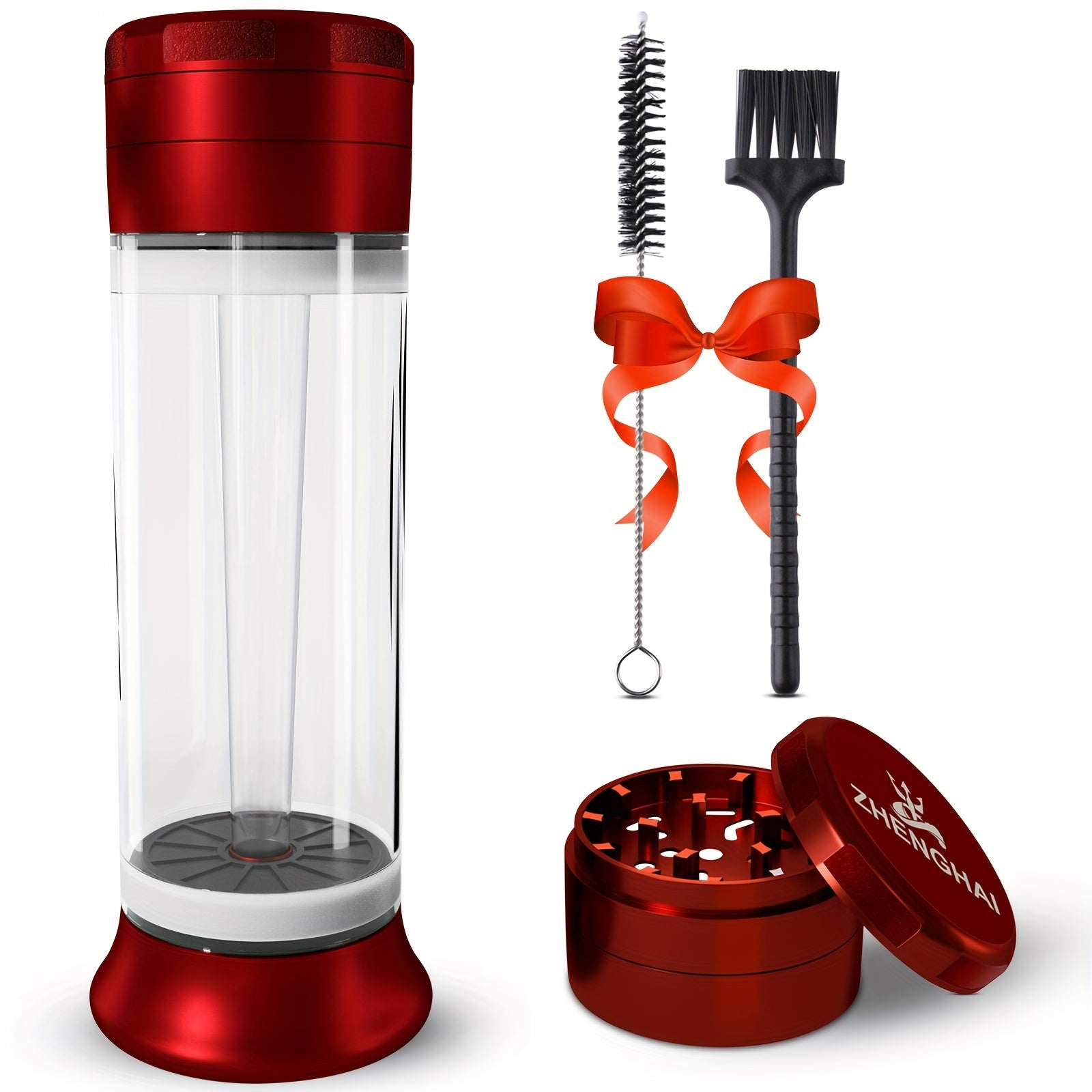 3-in-1 Herb Grinder with Cone Loader & Rolling Machine, Multifunctional Tobacco Grinder Blunt Joint Roller Filling Storage All-in-One with Cleaning Brush, Spice Grinder for Home Use, Black Red Blue