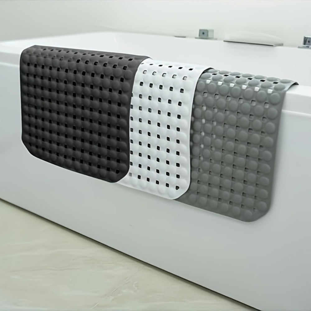 Bath Mat with Suction Cups Non-Slip Shower Mat TPR Quick Dry Machine Washable Bathtub Mat for Bathroom Spa