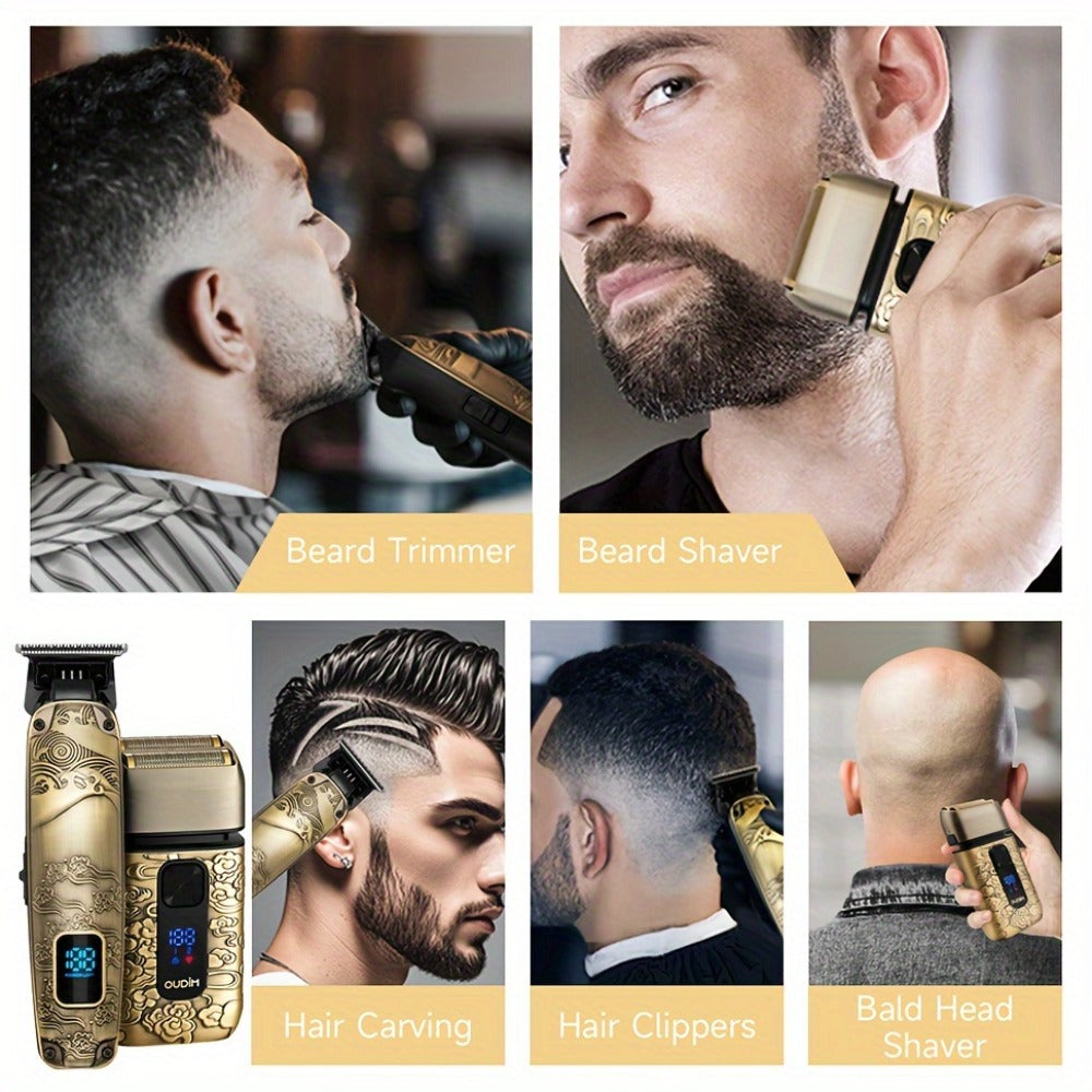 Foil Shaver for Men 2-in-1 Hair Clipper & Beard Trimmer Grooming Kit - Cordless Rechargeable Electric Razor for Face Mustache Bald Head, Shaver and Clipper Set, Gift for Father Husband Boyfriend